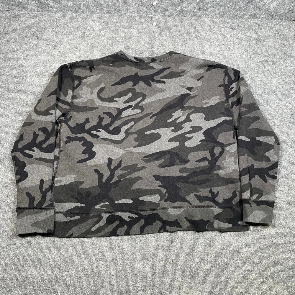 Polo Ralph‎ Lauren Mens XL Camo Crewneck Sweatshirt Grey Black Camouflage Fleece